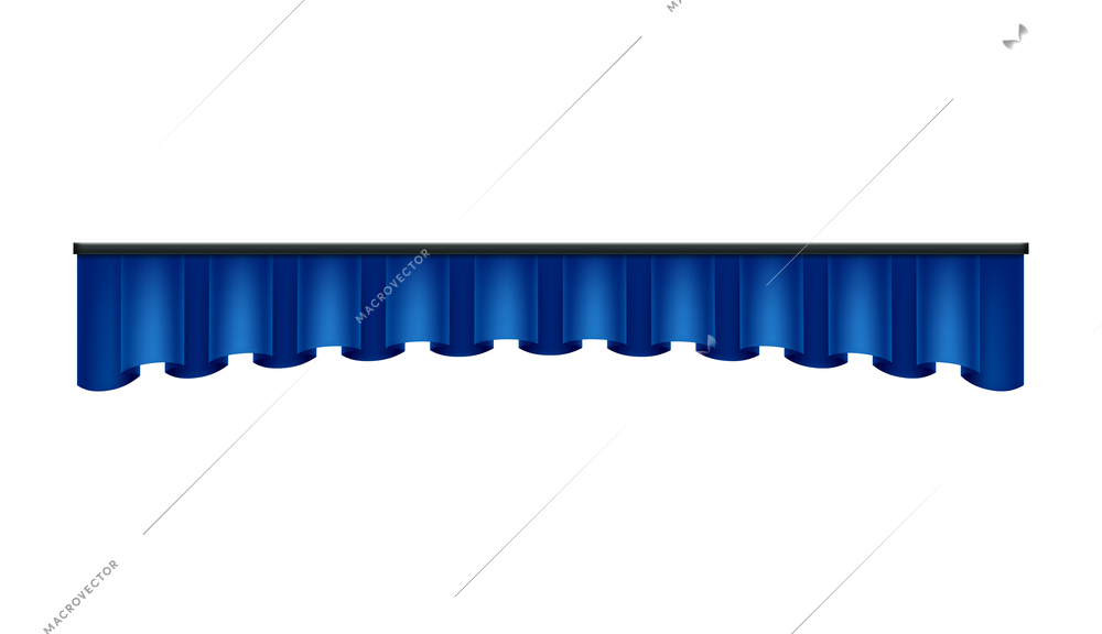 Realistic blue curtains composition with isolated image of luxury curtain vector illustration