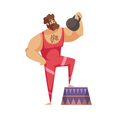 Circus composition with isolated male character of strong man vector illustration