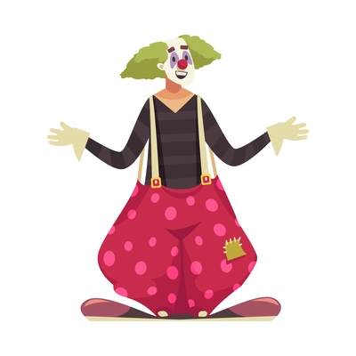 Circus composition with isolated male character of clown in mask wearing funny suit vector illustration