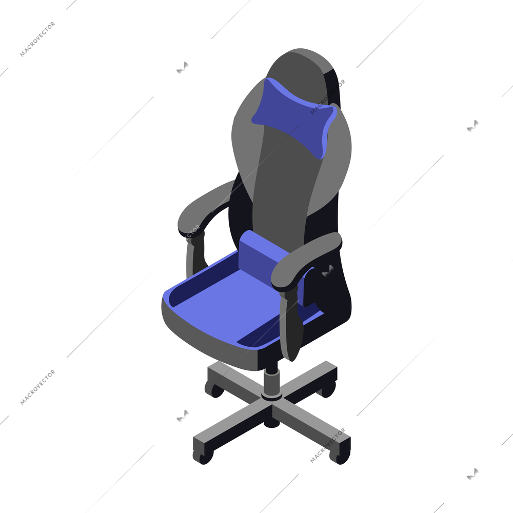 Cybersport isometric composition with isolated image of chair for gaming vector illustration