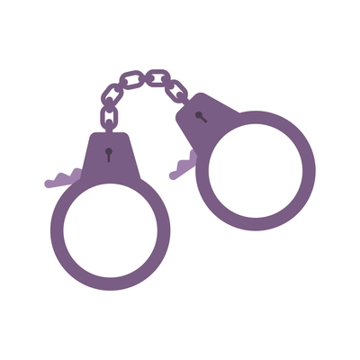 Prison flat composition with isolated image of handcuffs tied with chain vector illustration