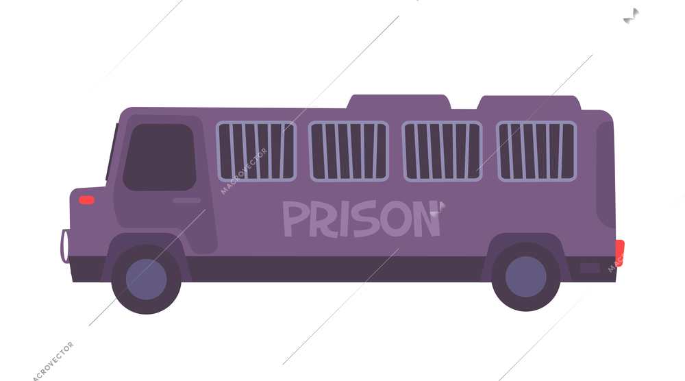 Prison flat composition with isolated image of prison truck with text vector illustration