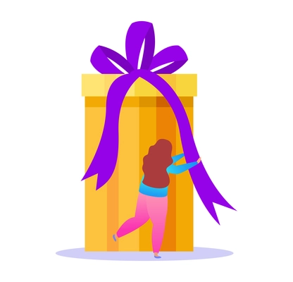 People with gifts composition with flat icons of colorful gift boxes with ribbons and small human characters vector illustration