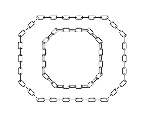 Metal chain frame realistic composition of polygon shaped silver chains vector illustration