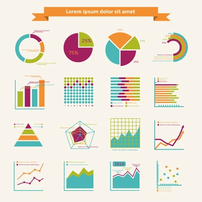 Business infographic elements for finance marketing or strategy report isolated vector illustration