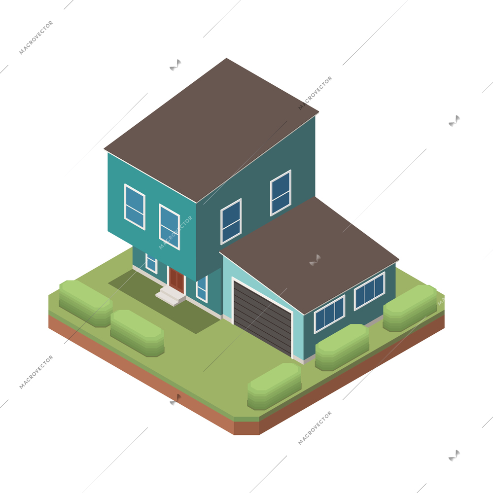 Suburban residential houses neighborhood composition with isolated image of dwelling place with buildings and garden trees vector illustration