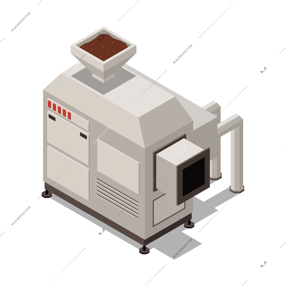 Chocolate production isometric composition with isolated image of industrial appliance vector illustration