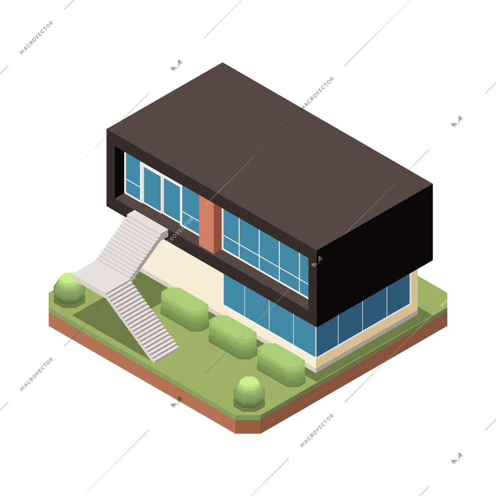 Suburban residential houses neighborhood composition with isolated image of dwelling place with buildings and garden trees vector illustration