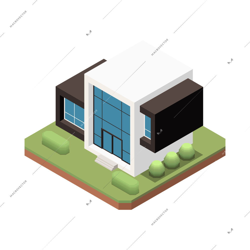 Suburban residential houses neighborhood composition with isolated image of dwelling place with buildings and garden trees vector illustration