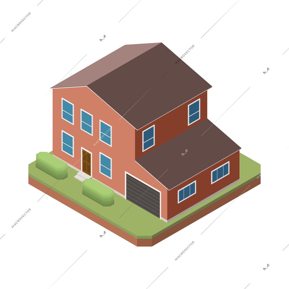 Suburban residential houses neighborhood composition with isolated image of dwelling place with buildings and garden trees vector illustration