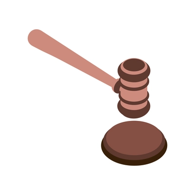 Isometric lawyer composition with wooden gavel and plate for judge vector illustration