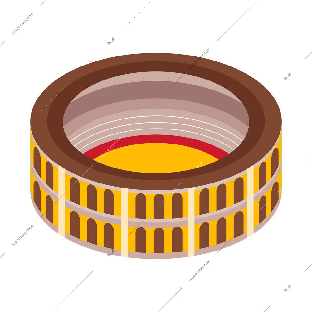 Isometric bullfight composition with isolated image of arena stadium vector illustration