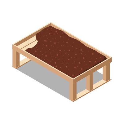 Chocolate production isometric composition with isolated image of table with chocolate beans vector illustration