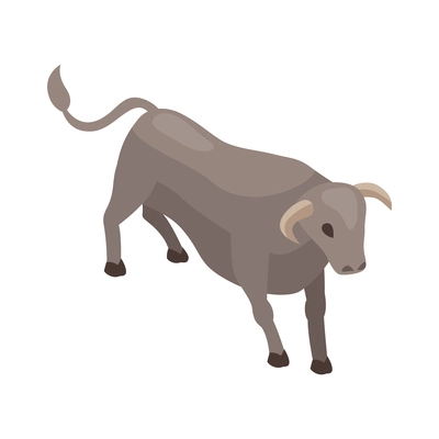 Isometric bullfight composition with isolated image of bull vector illustration
