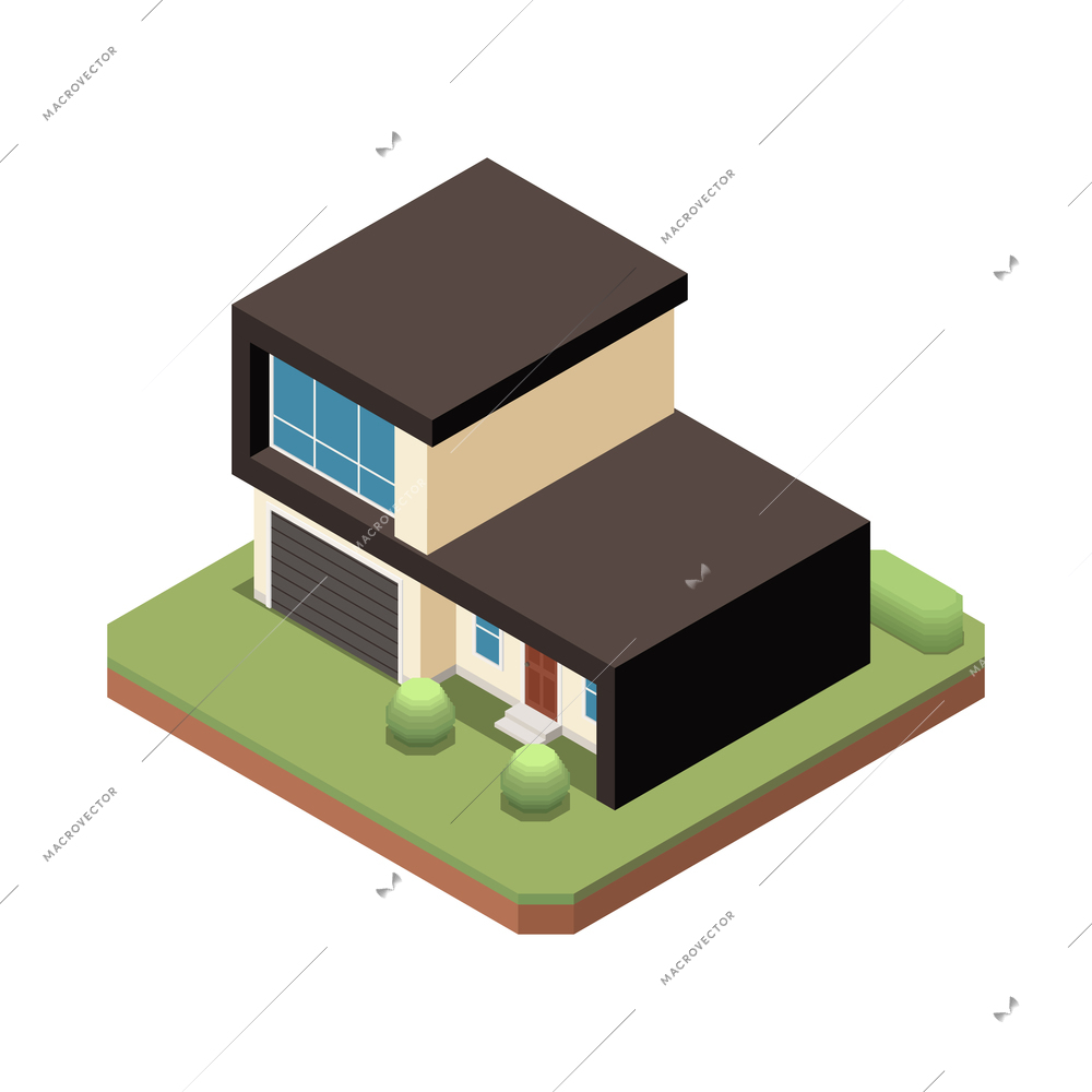 Suburban residential houses neighborhood composition with isolated image of dwelling place with buildings and garden trees vector illustration