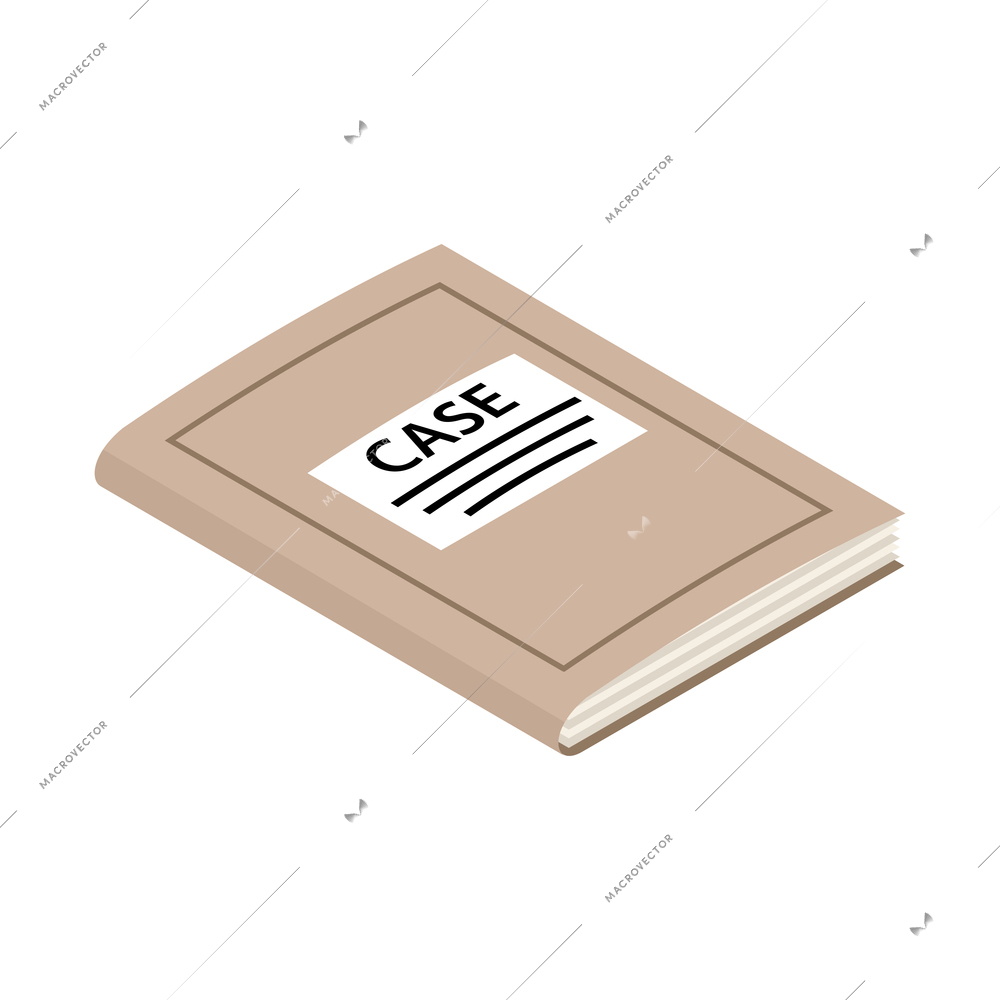 Isometric lawyer composition with isolated image of folder with case materials vector illustration