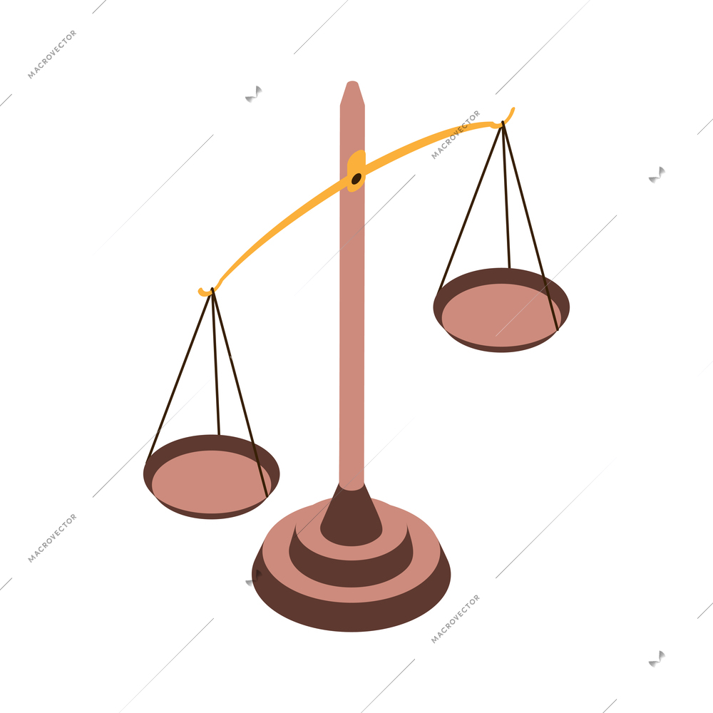 Isometric lawyer composition with isolated image of classic weighs vector illustration