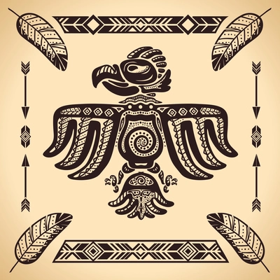 Tribal american vintage eagle sign vector illustration