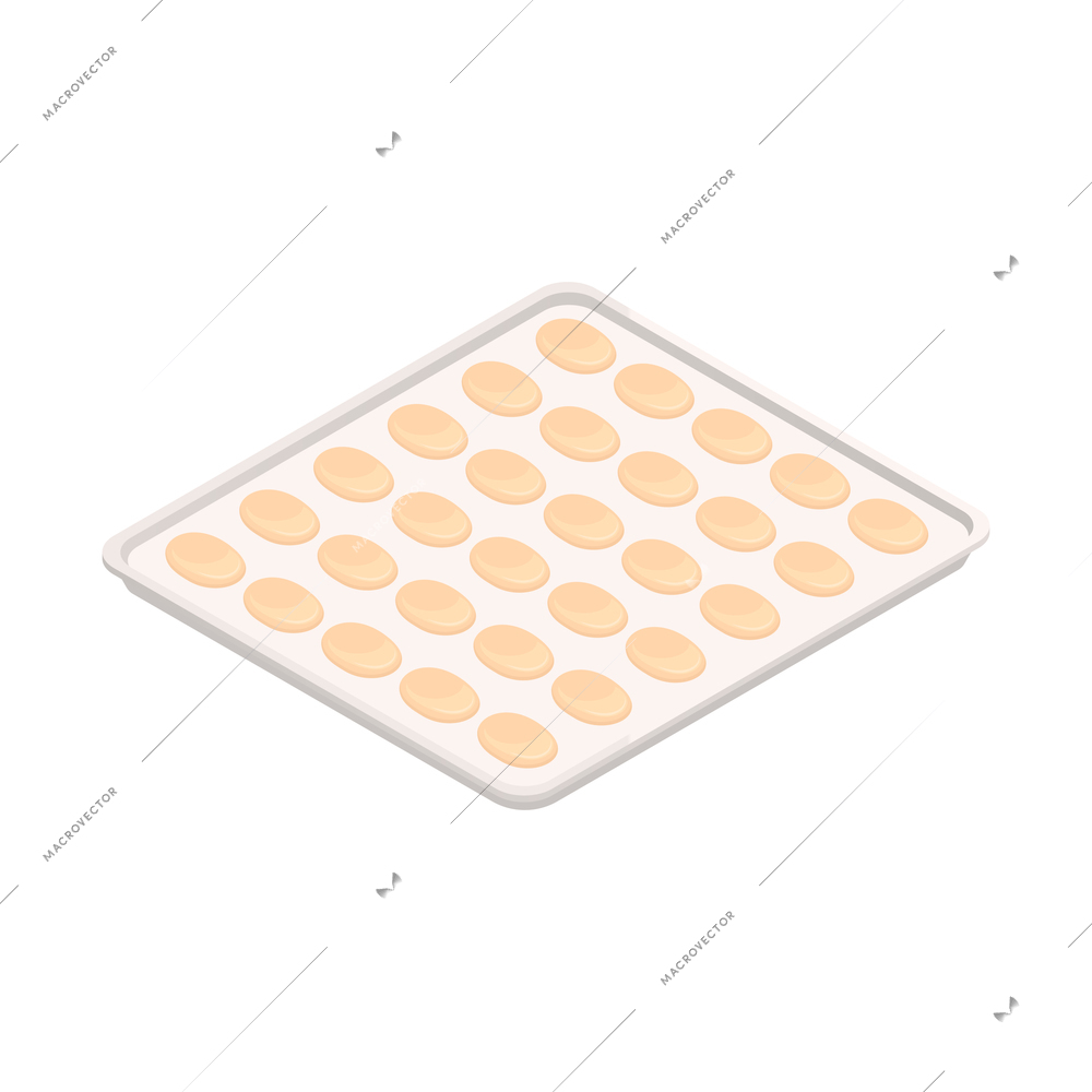 Bakery confectionery pizza isometric composition with isolated image of cooking appliance vector illustration