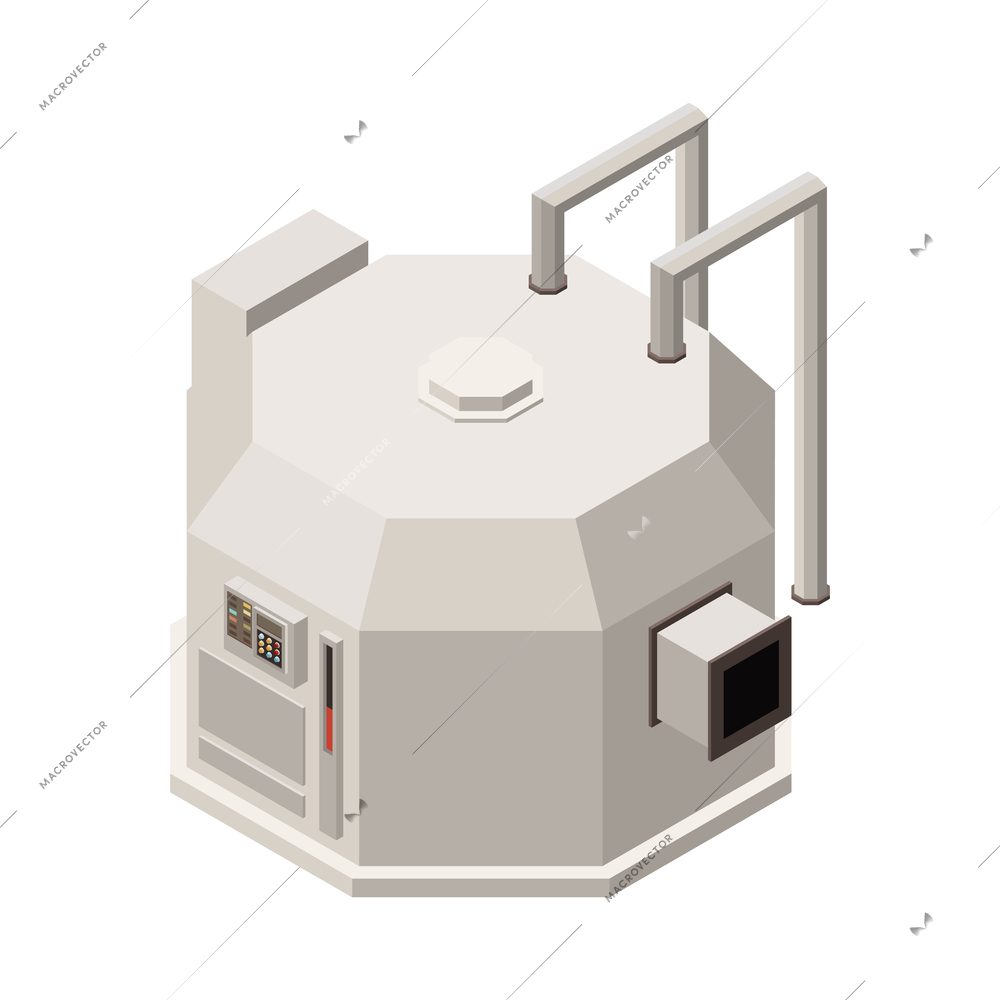 Chocolate production isometric composition with isolated image of industrial appliance vector illustration