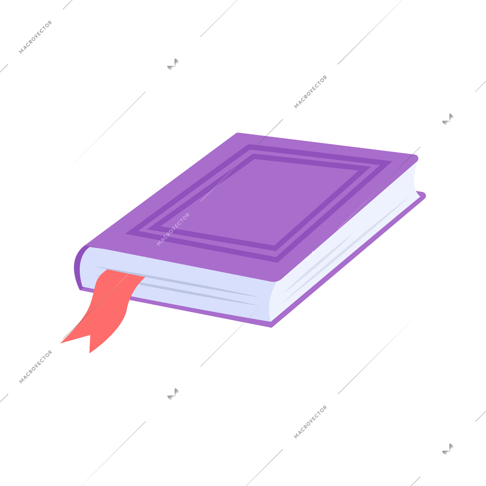 Book people composition with isolated image of closed book with bookmark ribbon vector illustration