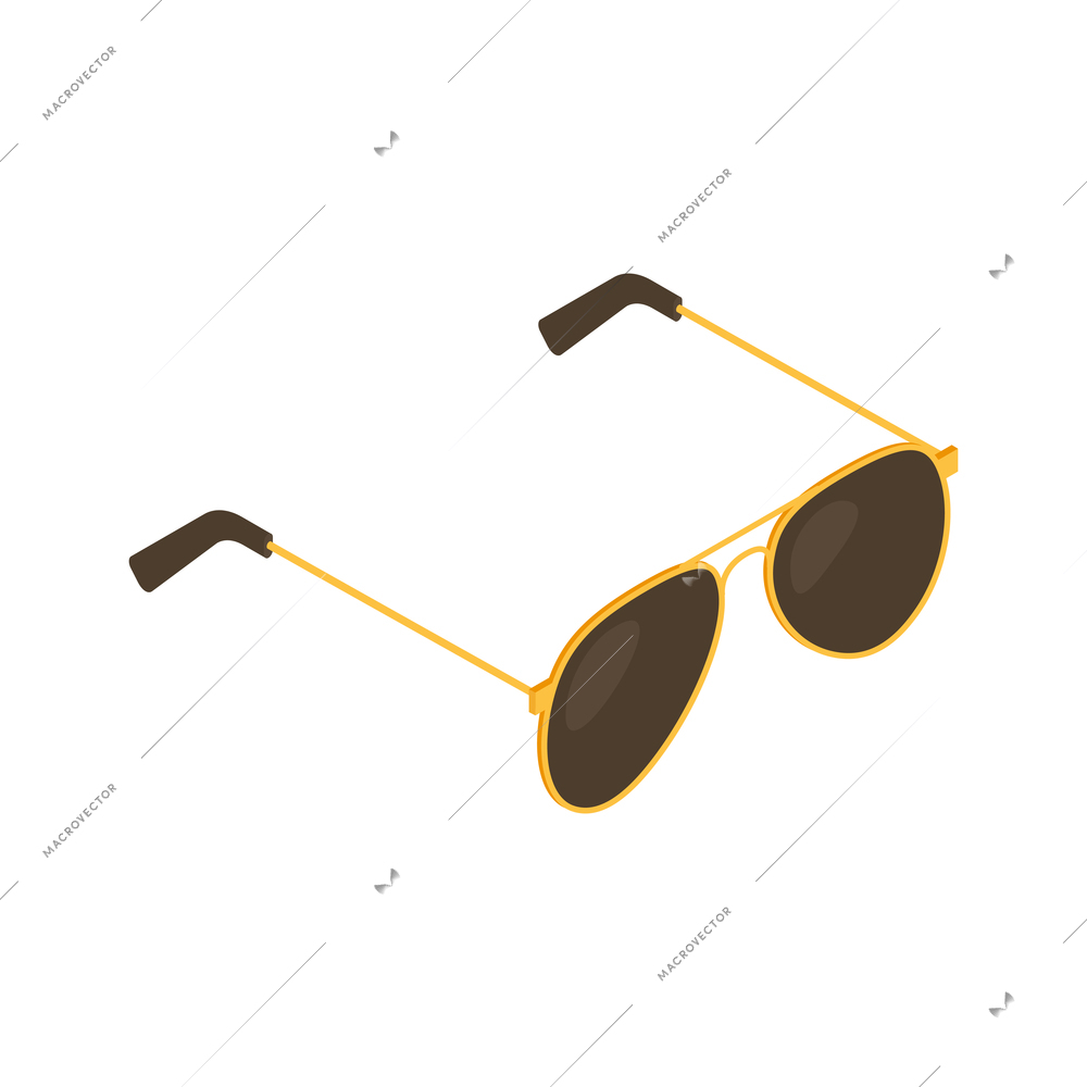 Isometric sheriff composition with aviator style sunglasses for sheriff vector illustration