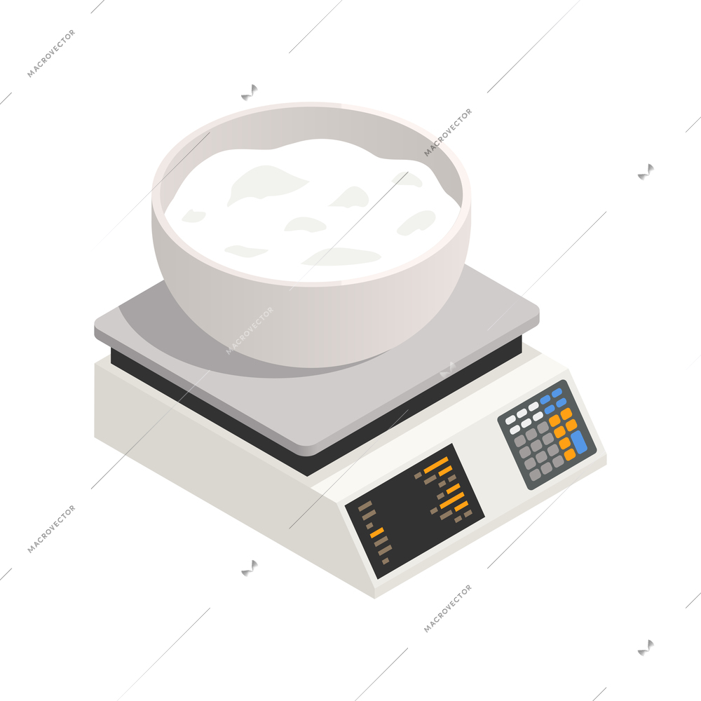 Bakery confectionery pizza isometric composition with isolated image of cooking appliance vector illustration