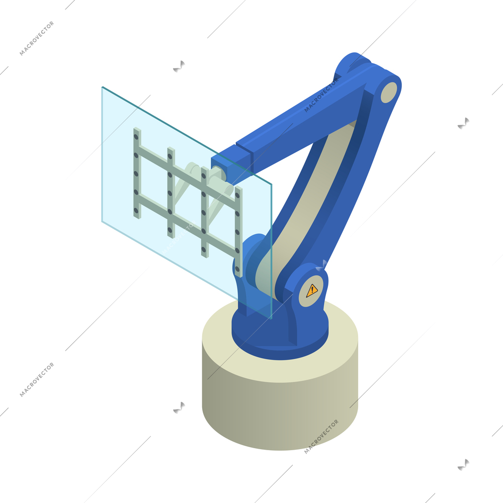 Glass production isometric composition with isolated image of factory appliance vector illustration