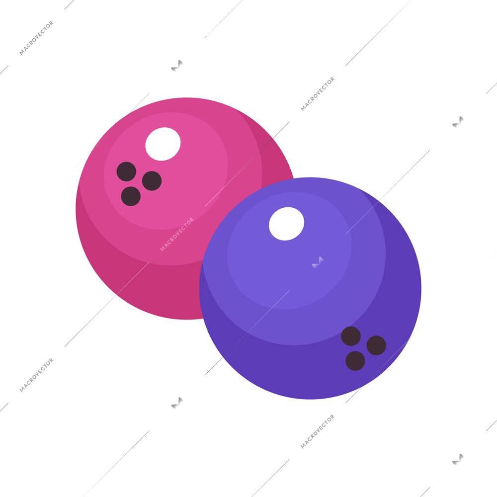 Bowling sport game entertainment isometric composition with images of colorful balls vector illustration