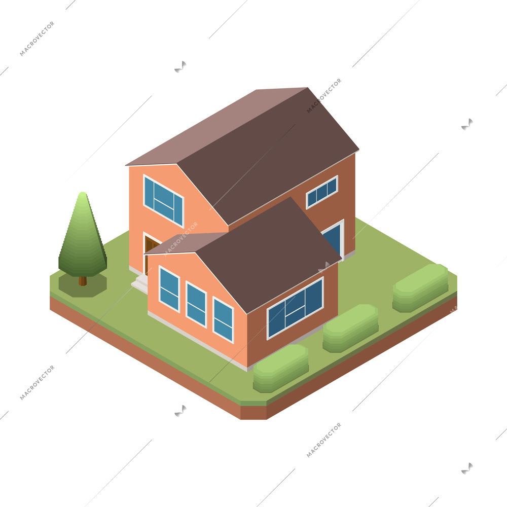 Suburban residential houses neighborhood composition with isolated image of dwelling place with buildings and garden trees vector illustration