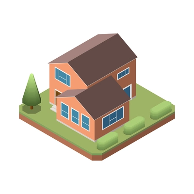 Suburban residential houses neighborhood composition with isolated image of dwelling place with buildings and garden trees vector illustration