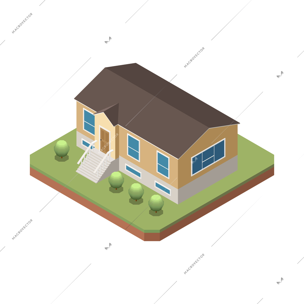 Suburban residential houses neighborhood composition with isolated image of dwelling place with buildings and garden trees vector illustration