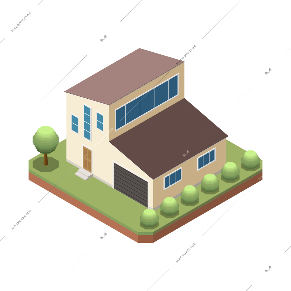 Suburban residential houses neighborhood composition with isolated image of dwelling place with buildings and garden trees vector illustration