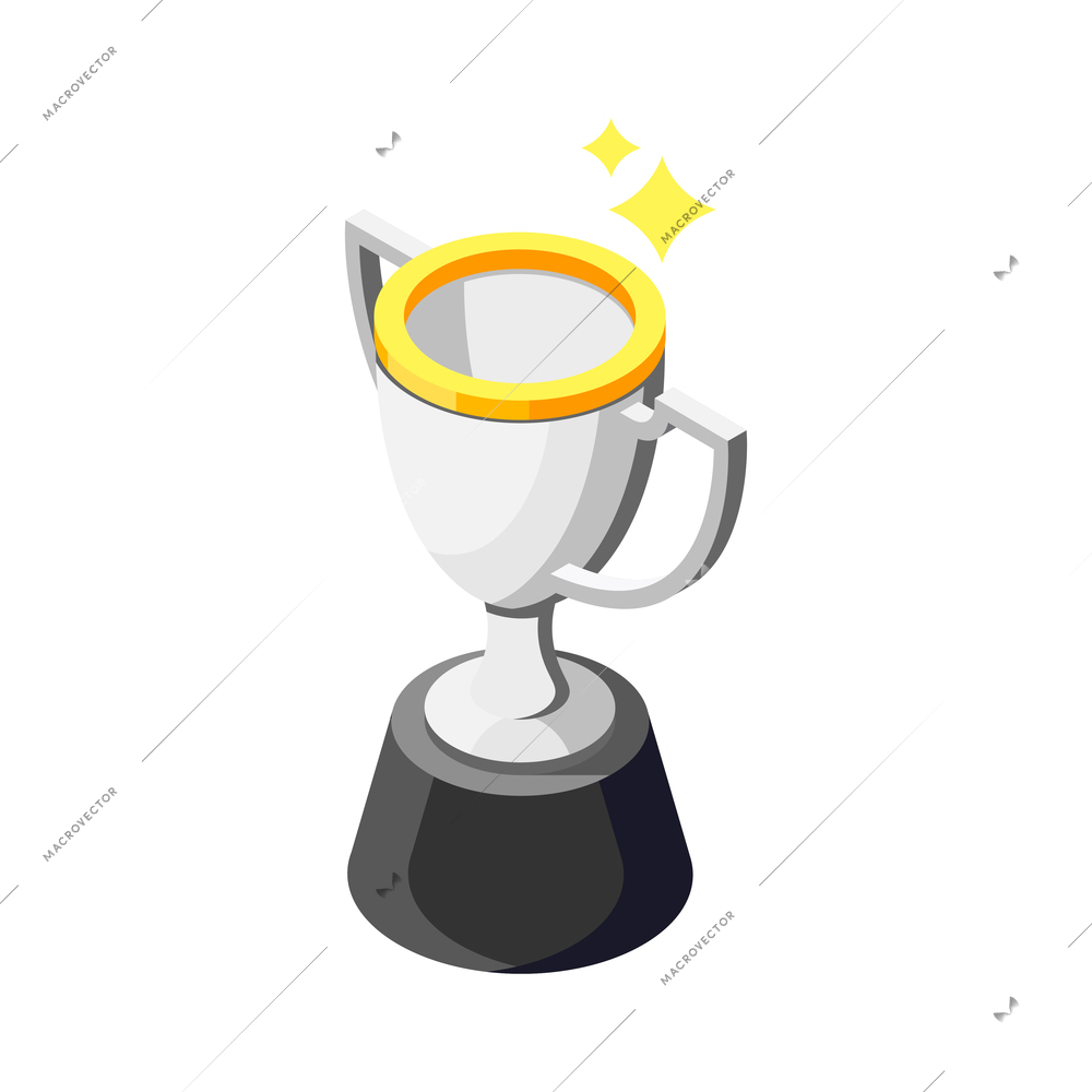 Cybersport isometric composition with isolated image of golden cup award vector illustration