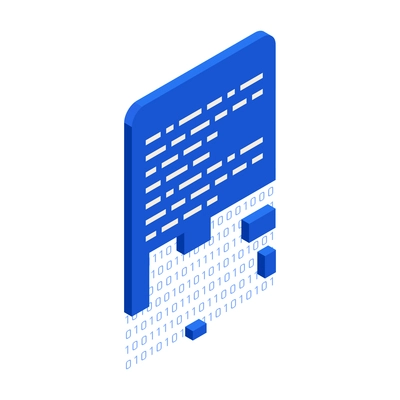 Big data analysis isometric icons composition with image of document with digits empty cells and small pieces vector illustration