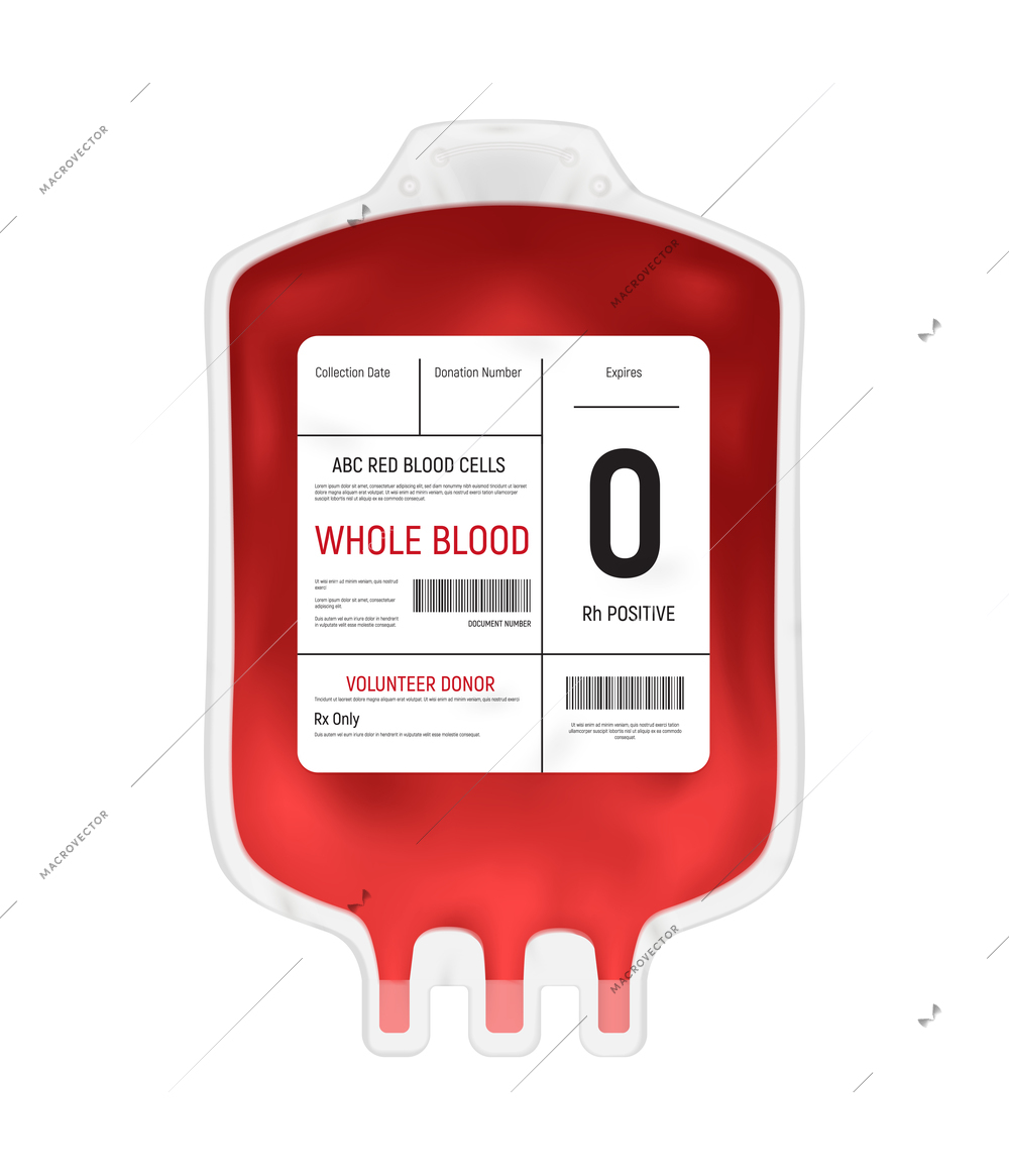 Realistic blood donor vacuum tube composition with medical equipment isolated on white background vector illustration