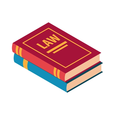 Isometric lawyer composition with isolated image of stack with two books of law vector illustration