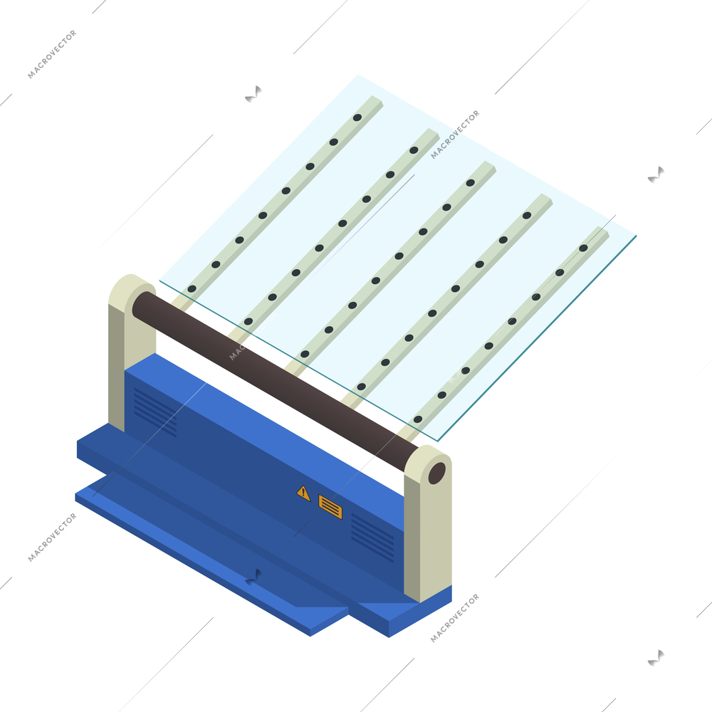 Glass production isometric composition with isolated image of factory appliance vector illustration