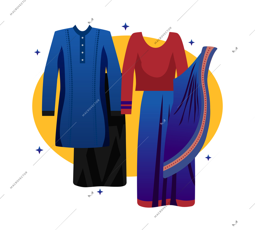 Sri lanka tourism composition with images of traditional clothes costumes for men and women vector illustration