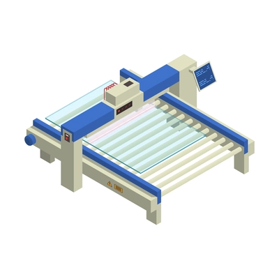 Glass production isometric composition with isolated image of factory appliance vector illustration