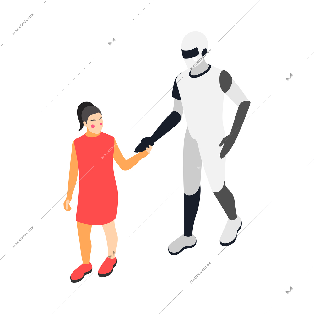 Children technical training centers  isometric compositions set with robotic control systems programming science classes isolated vector illustration