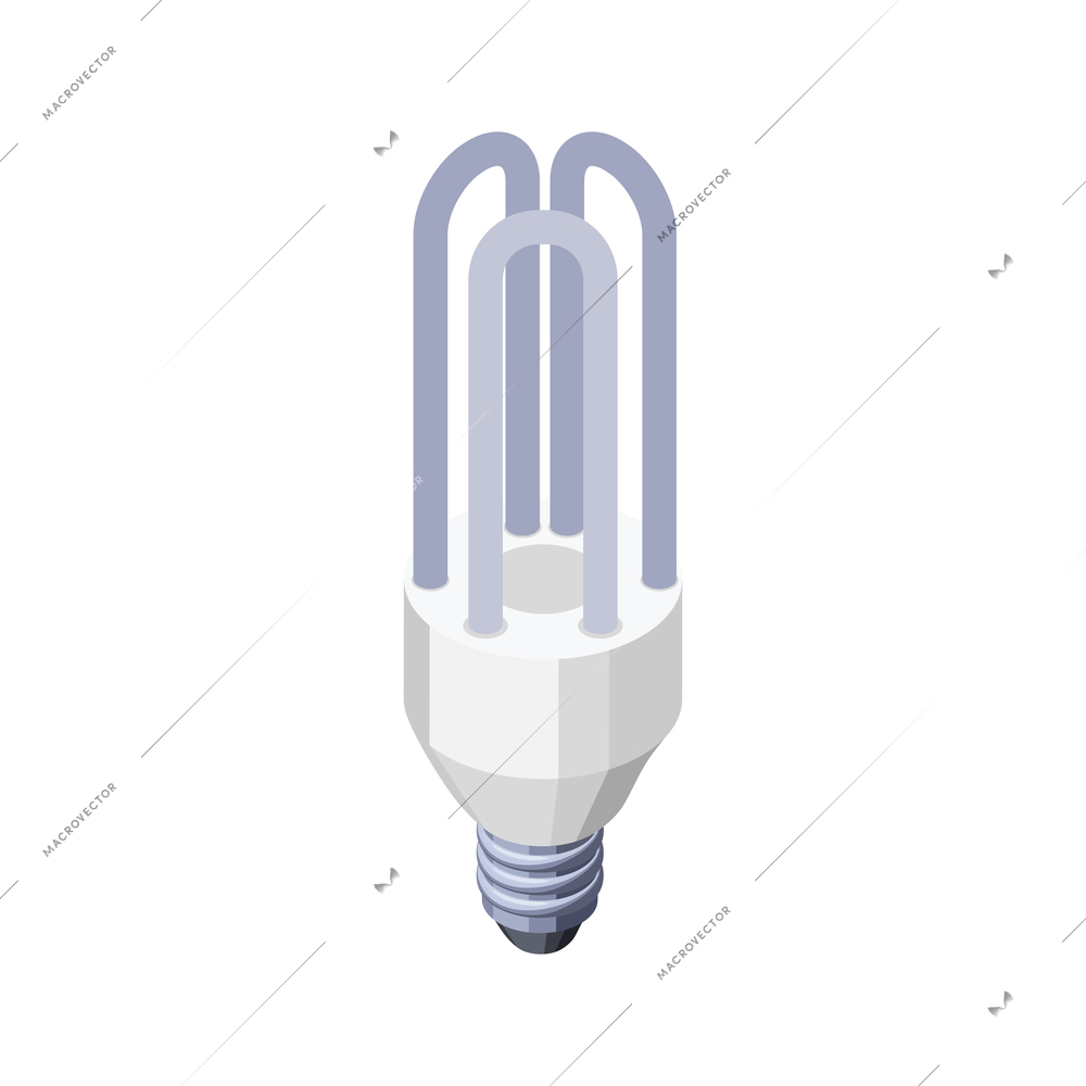 Electricity isometric icons composition with isolated image of energy saving lamp vector illustration