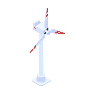 Electricity isometric icons composition with isolated image of wind turbine vector illustration