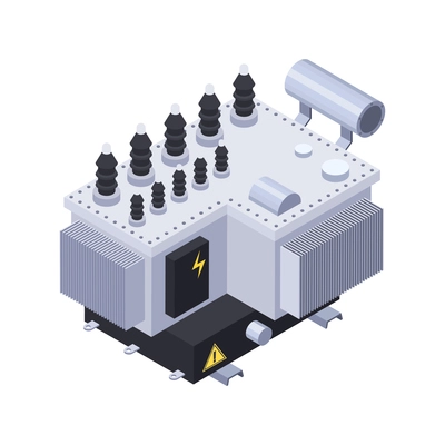 Electricity isometric icons composition with isolated image of electric power unit vector illustration