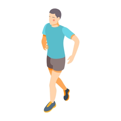 Cardio activity isometric composition with isolated human character of running man vector illustration