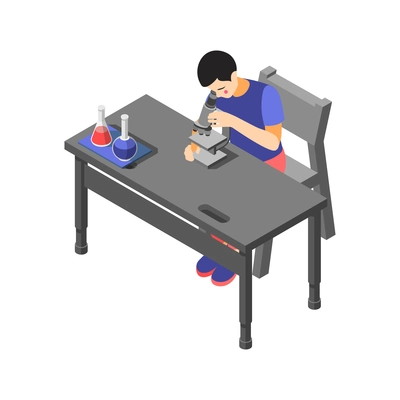 Children technical training centers  isometric compositions set with robotic control systems programming science classes isolated vector illustration