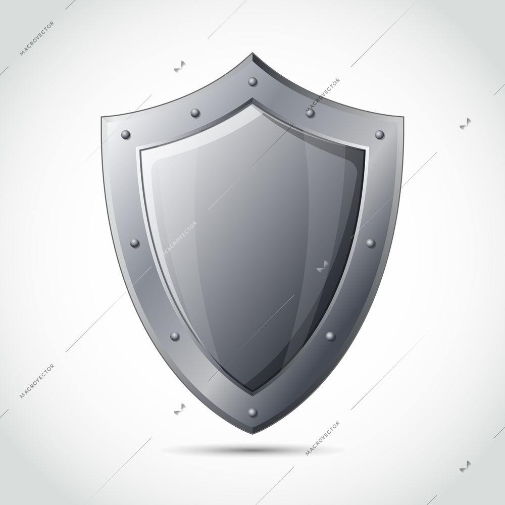 Blank shield business protection emblem isolated vector illustration