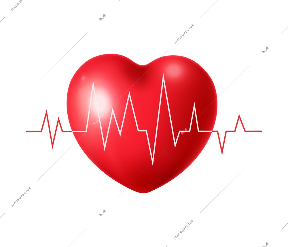 Realistic blood donor vacuum tube composition with heart and heartbeat cardiogram isolated on white background vector illustration