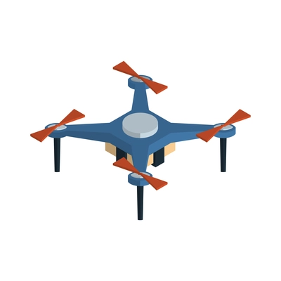 Isometric logistics delivery composition with isolated image of quadcopter drone on blank background vector illustration