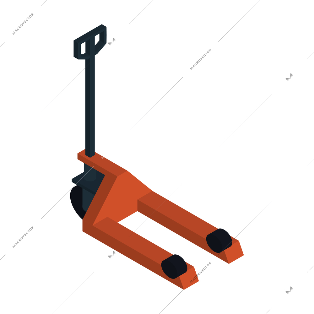 Isometric logistics delivery composition with isolated image of forklift on blank background vector illustration
